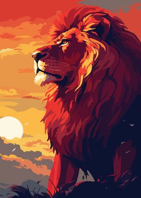 African Lion Pixel Art