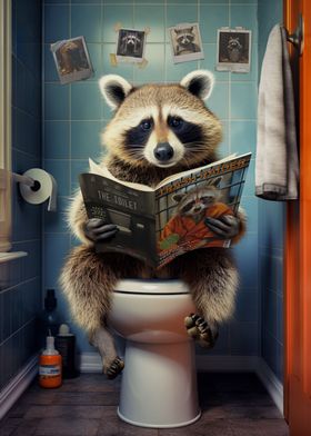 Raccoon on the Toilet