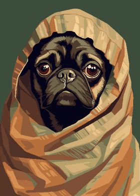 Cute Pug Blanket Pixel Art