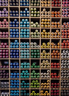 Rainbow of paint cans