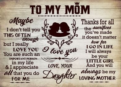 To My Mom Gift For Mom 