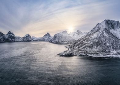 Snowy Mefjord Sunset