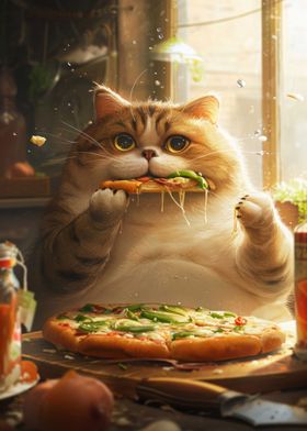 Chubby Pizza Cat