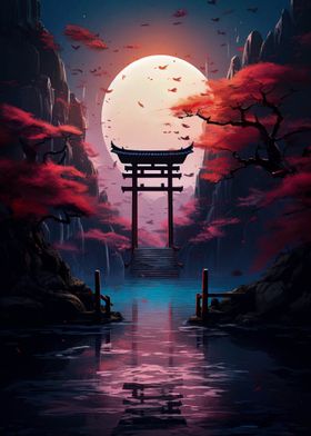 gate japan moon night 
