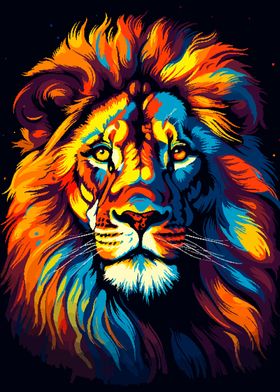 Lion Portrait Pixel Art