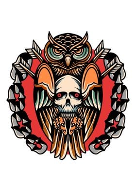 bad owl traditional tattoo