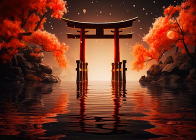 gate japan moon night