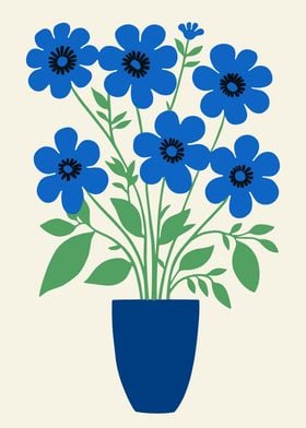 Blue Flowers in Pot