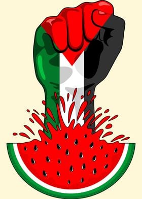 Palestine Flag on Fist Up 