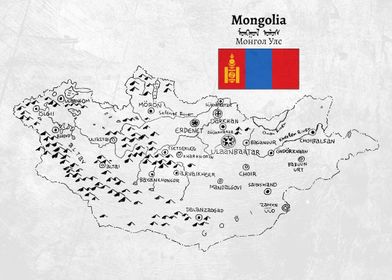 Handdrawn Mongolia Map