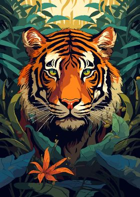 Powerful Tiger Pixel Art