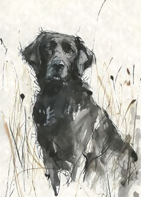 Retriever in Field Sketch