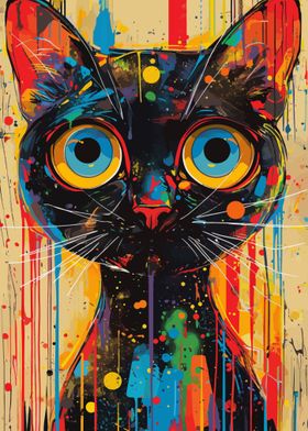 Colourful cat portrait