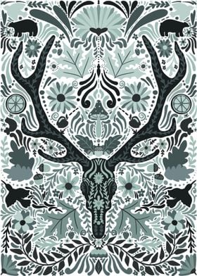 Stag skull Folk art