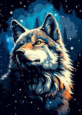 Wolf Winter Snow Pixel Art