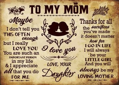 To My Mom Gift For Mom 