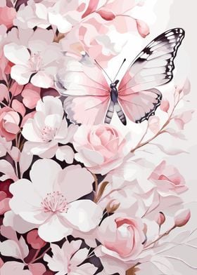 Butterfly and flowers