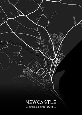 Newcastle City Map Black