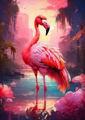 A Flamingos Graceful Pose