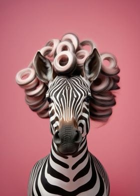 A zebra with curly hair