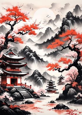 Chinese landscape ink wash