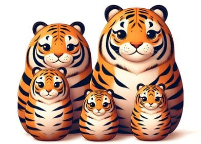 Matryoshka Tiger Family