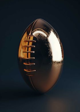 Rugby Ball 3D Dark Gold