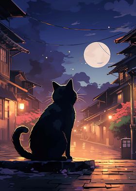 cat moon japanese