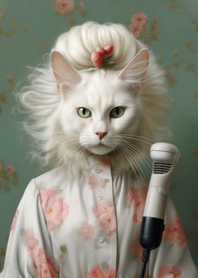 A cat singer with hair