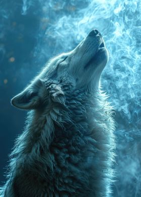 Howling White Wolf