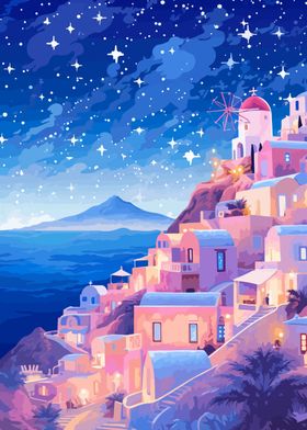 Lofi Greece Santorini Art