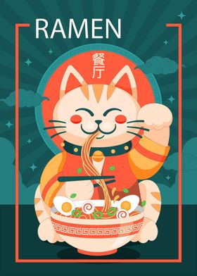 cute ramen cat 