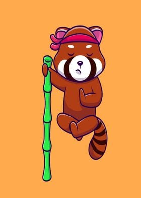 Cute red panda kungfu 