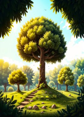 Cartoon Tree Scene