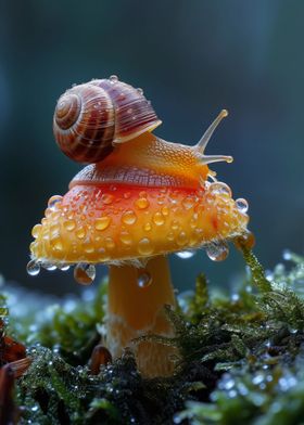 Snail on a mushroom