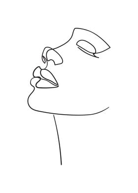 Woman face line art