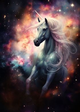 Space Unicorn in Nebula