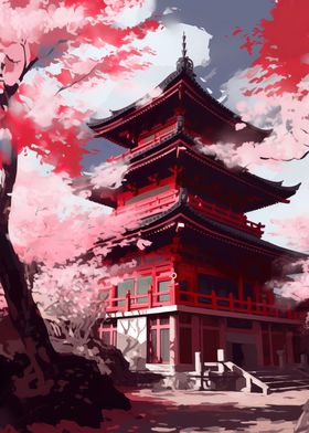 Red Japanese Temple