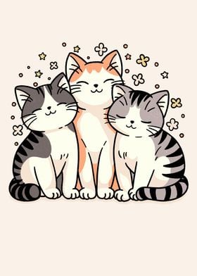 Purrfect Trio three cats