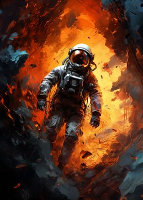 Astronaut in front of Fire