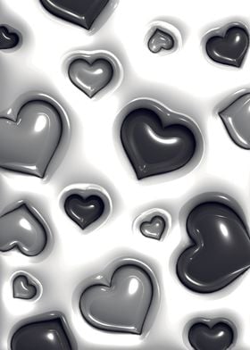 Black and white hearts 3D