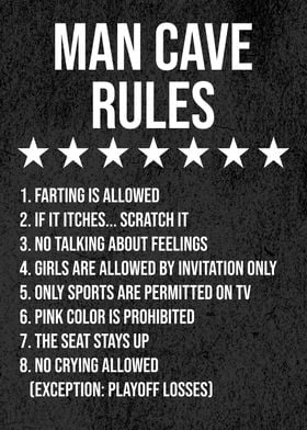 MAN CAVE RULES BLACK