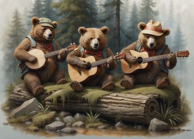 Three Guitar Music Bears