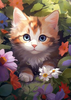 cat flowers animal