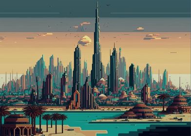 Dubai City Pixel Art