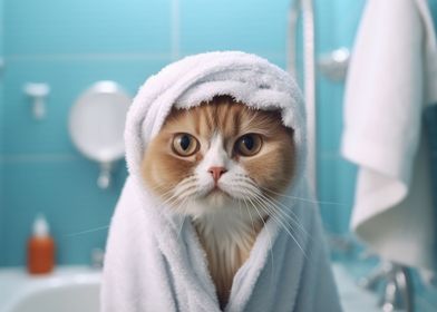 Funny Cat taking a Bath