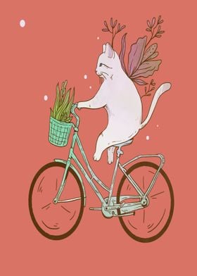 cute cat riding bicycle