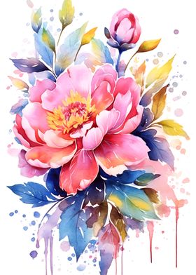 Watercolor Flowers Vintage