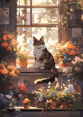 Anime Florist Sleeping Cat