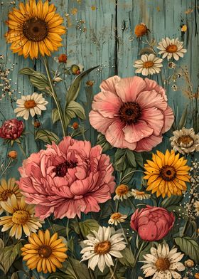 Vintage Flowers Poster